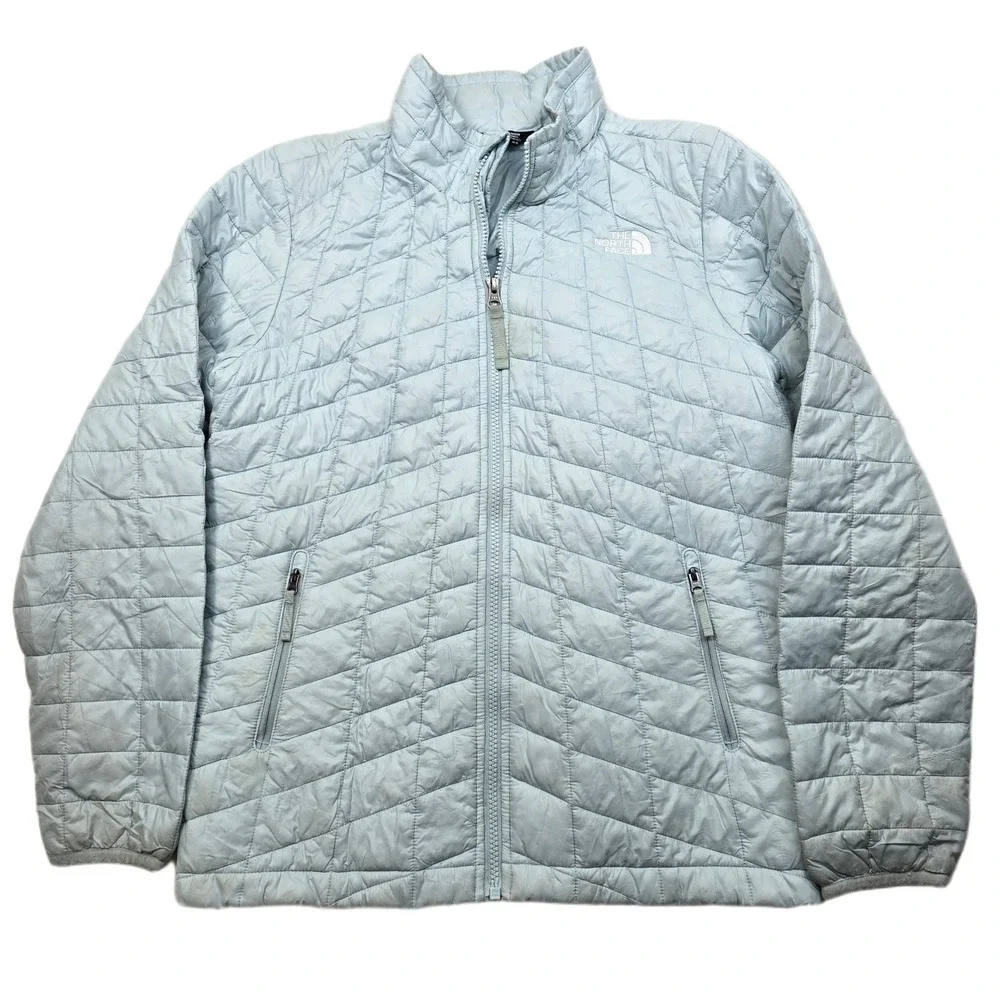 The North Face Quilted Jacket Youth Jr Large 14 16 Lt‎ Blue Insulated Primaloft